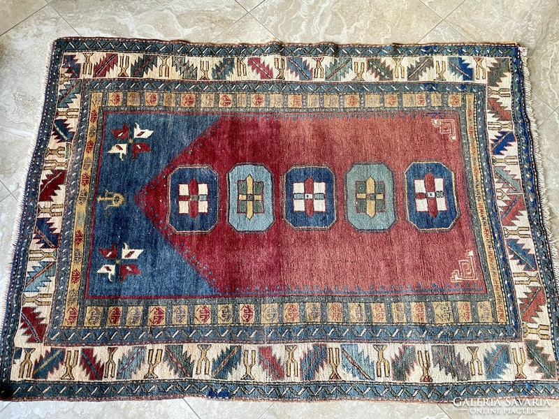 Antik kaukázusi mintás szőnyeg 164x114cm