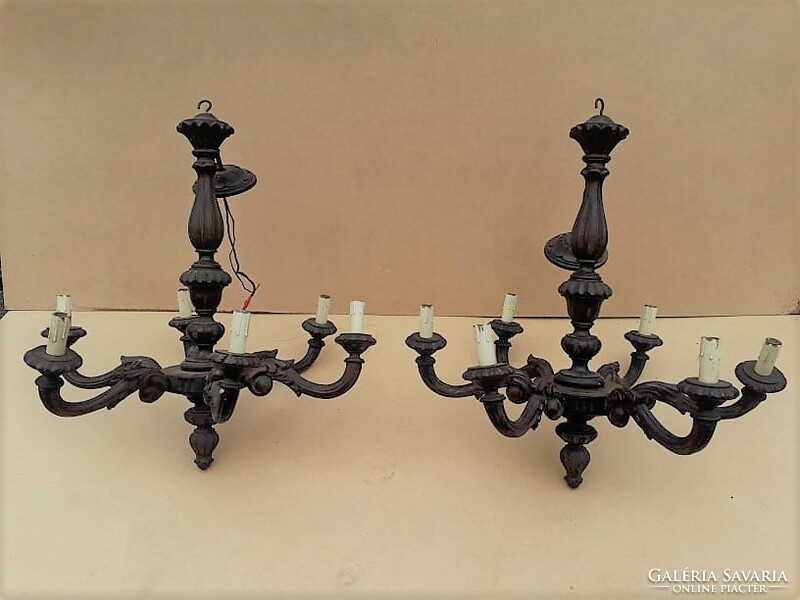 2 pcs. Antique wooden chandelier