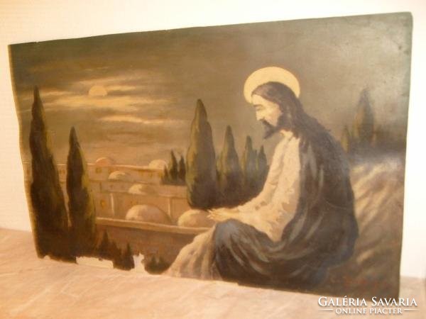 E10 Jesus on the Mount of Olives oil painting 68 x 48 cm Károly Kudelász
