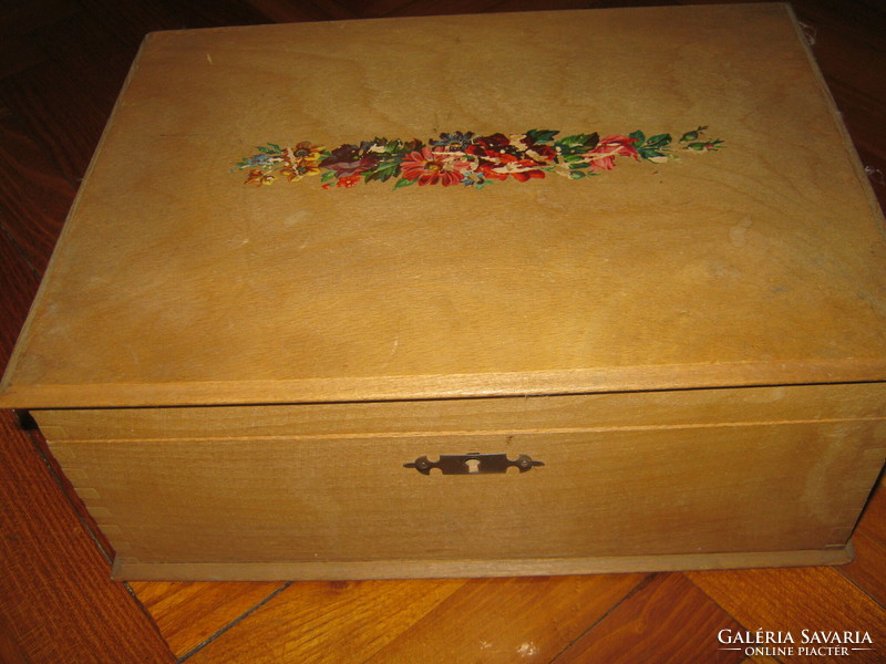 Wooden chest sewing box lots of new buttons