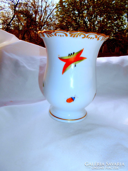 Herend (jubilee) porcelain vase, fruit, vegetable and beetle pattern