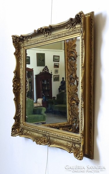 1K324 Antik aranyozott Blondel keretes tükör 82.5 x 103 cm
