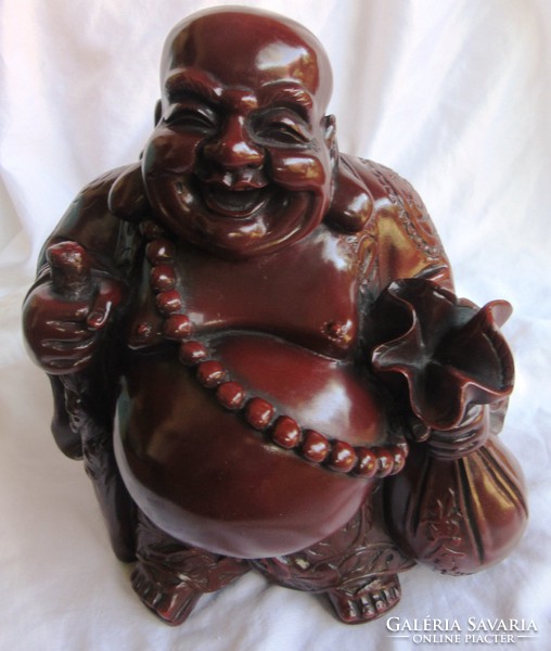 Laughing, lucky, pot-bellied Buddha 22.5 cm tall, weight 3.20, material resin, or something else