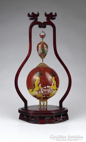 1J570 Old Dragon Oriental Filigree Fire Enamel Diaphragm Enamel Sphere Ornament