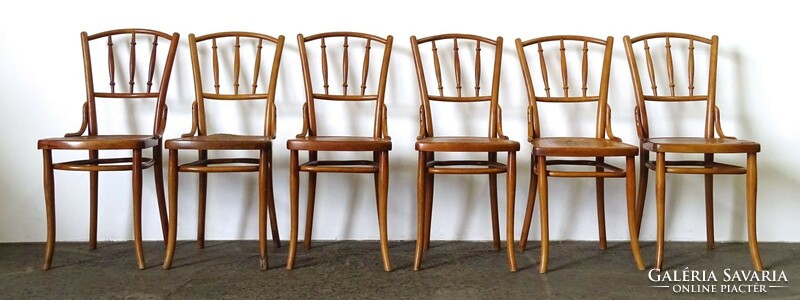 1G645 antique secession marked thonet chair set 6 identical pieces