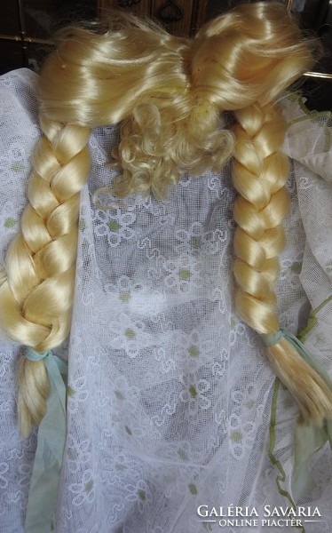 Old golden braided wig hair - synthetic hair