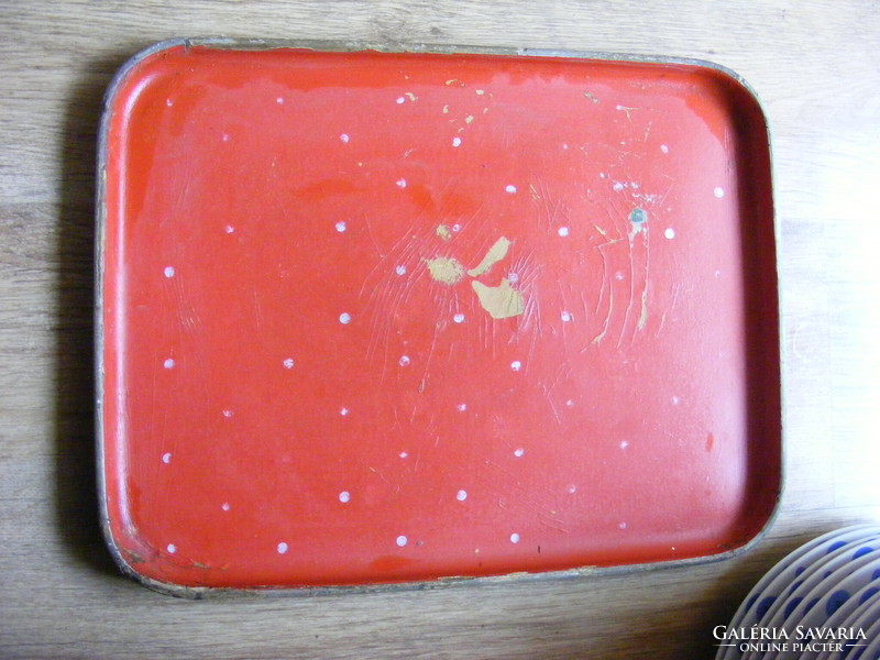 Mvp Hungarian red wooden tray from the 60s