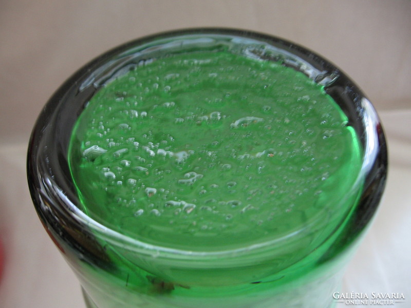 Art deco fenyő zöld hullámos váza