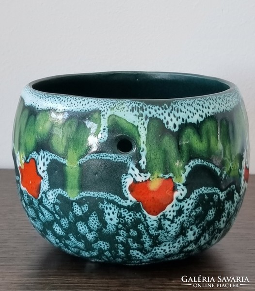 Hanging, decorative ceramic bowl - '70s