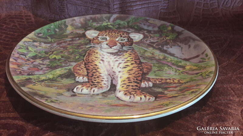 Jaguar puppy porcelain plate, decorative plate (l2923)