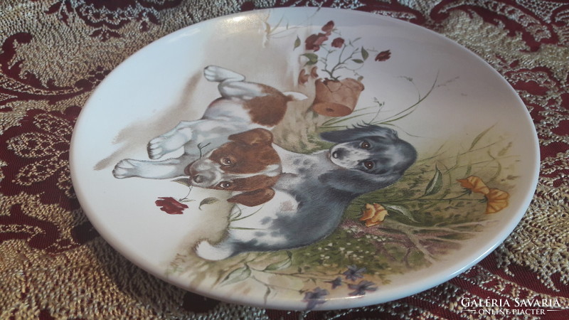 Kutyus kölykös porcelán tányér (M2926)