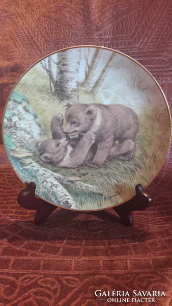 Medvés porcelán tányér, falitányér (L2922)