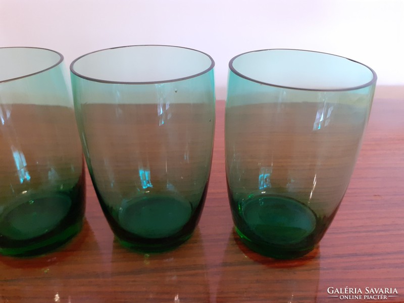 Retro színes üvegpohár zöld régi pohár 4 db