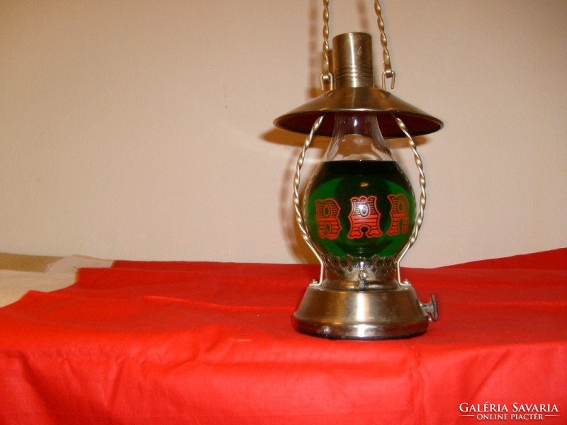 Bányászlámpa,Viharlámpa Stílusú  Fém-üveg elemes folyadék töltetű lámpa ritkaság világító dekoráció