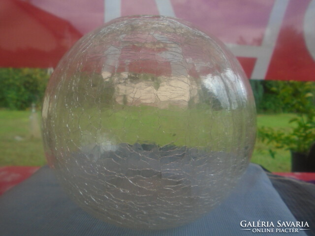 Retro ... Karcagi Berekfürdői fátyolüveg repesztett üveg váza GÖMB VÁZA  HIBÁTLAN