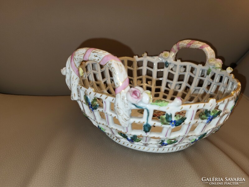Antique basket with pierced ears from Herend