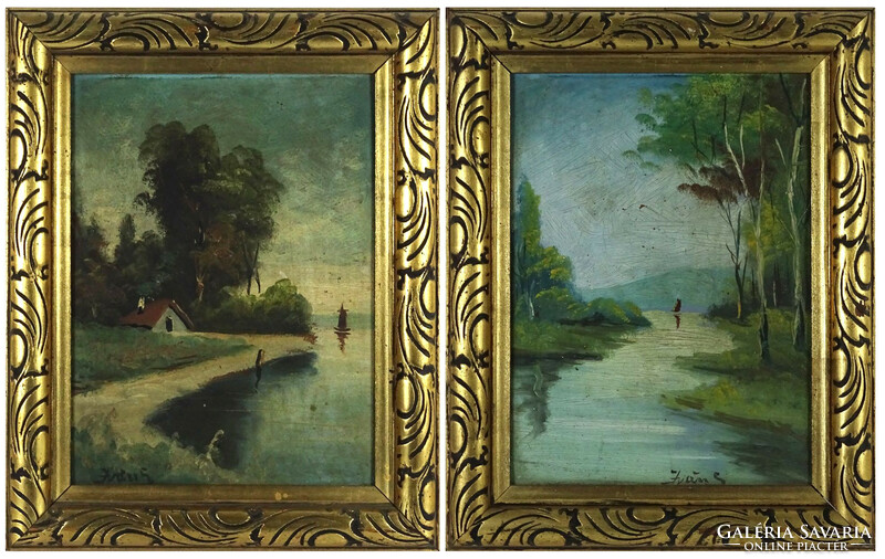 1I537 sándor iván: a pair of waterside landscape paintings
