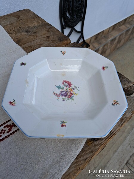 Granite square garnished bowl with floral, collectible pieces