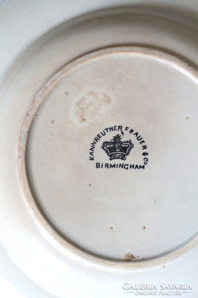 Antik fajansz, Kannreuther Frauer & Co. Birmingham tányér, 1870-es évek