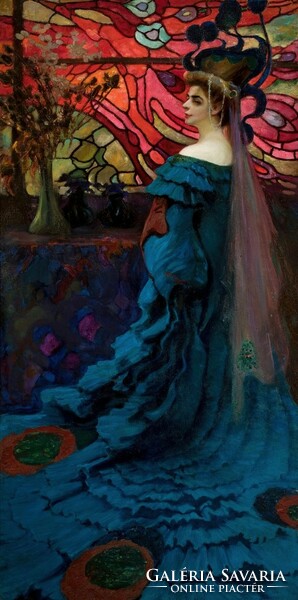Stabrowski - girl dressed as a peacock - blindfold canvas reprint