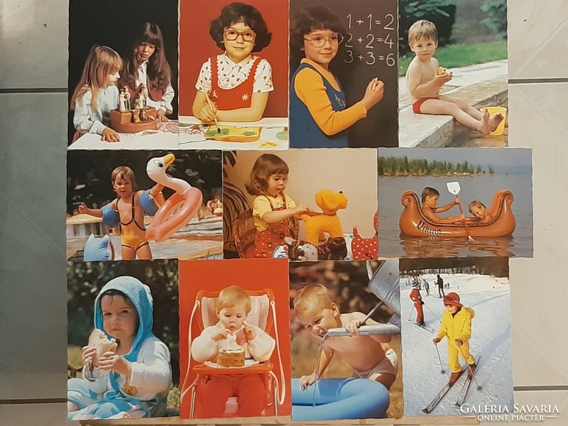 12 different postal clean children's postcards from the 80s