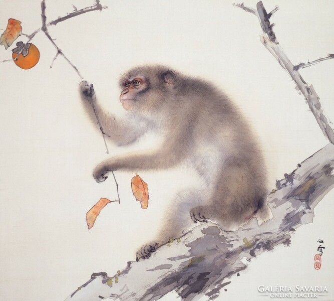 Hashimoto - monkey on the tree - blindfold canvas reprint
