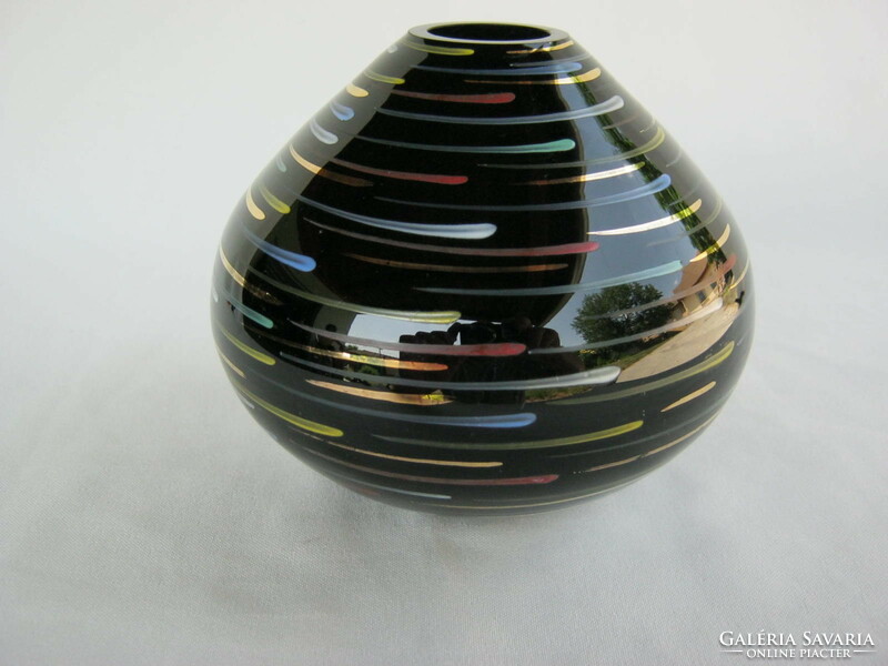 Fekete üveg retro váza