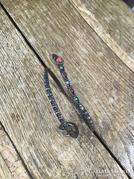 Antik kézműves ezüst kígyó karkötő