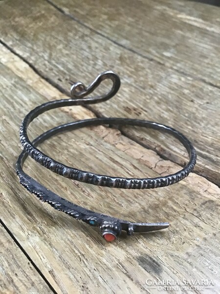 Antique handmade silver snake bracelet