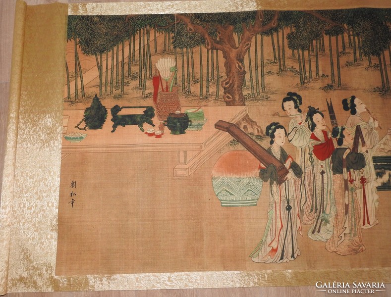 Hatalmas jelzett kínai tekercs festmény