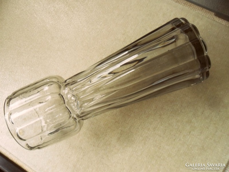 Smoke colored crystal art deco vase with candle holder