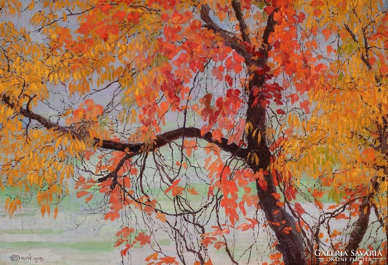 Edward okuń - autumn leaves - blindfold canvas reprint