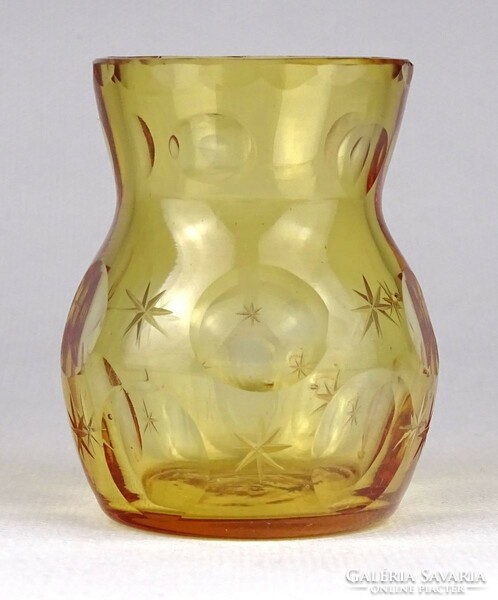 1K227 Színezett borostyánsárga kristály váza ibolyaváza 6.5 cm