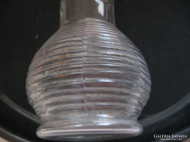 Retro  art deco árvácskás, csíkos préselt üveg váza, kiöntő