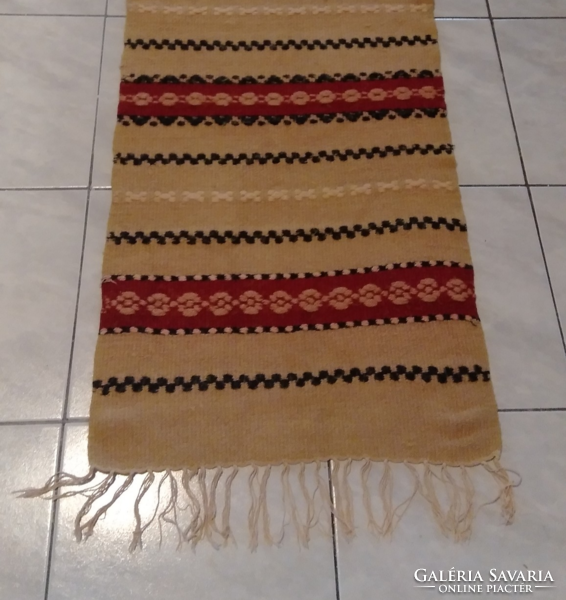 Old hand-woven wool rug from Toronto, 52 x 180 cm + 8-8 cm fringe,