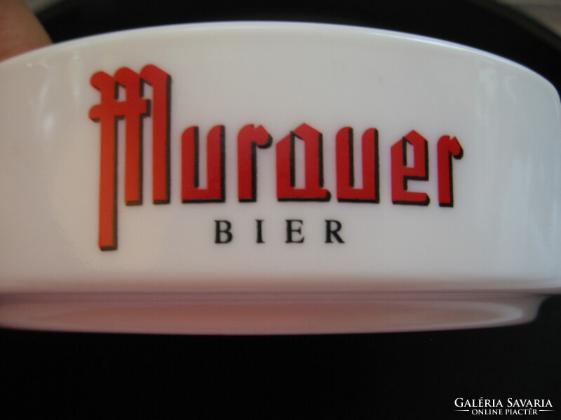 Murauer beer advertising ashtray france milk glass