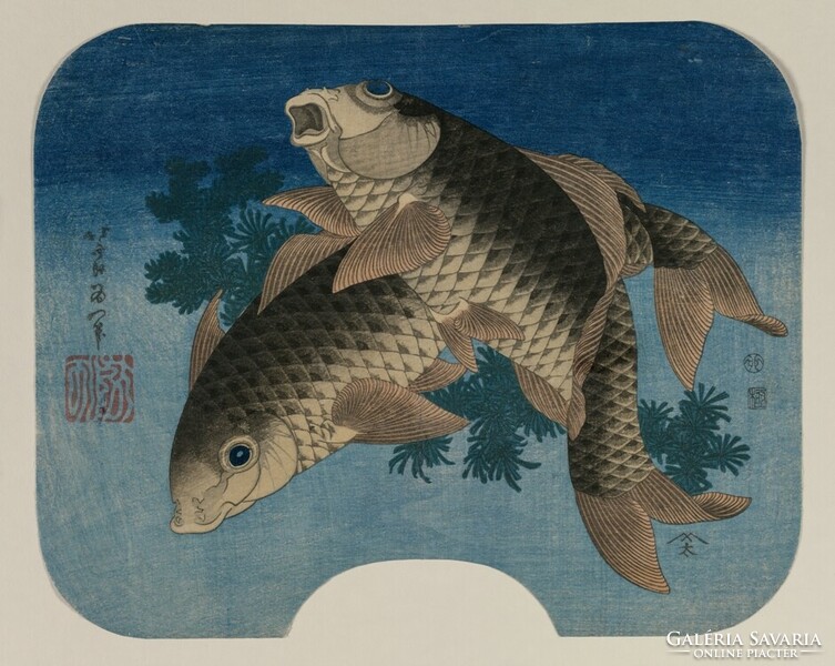 Hokusai - swimming carp - blindfold canvas reprint