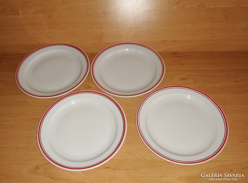 Zsolnay porcelain red-gold striped edge plate 4 pieces in one
