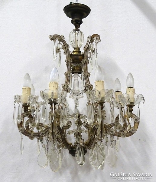 1K376 antique 8-arm crystal chandelier 75 x 60 cm