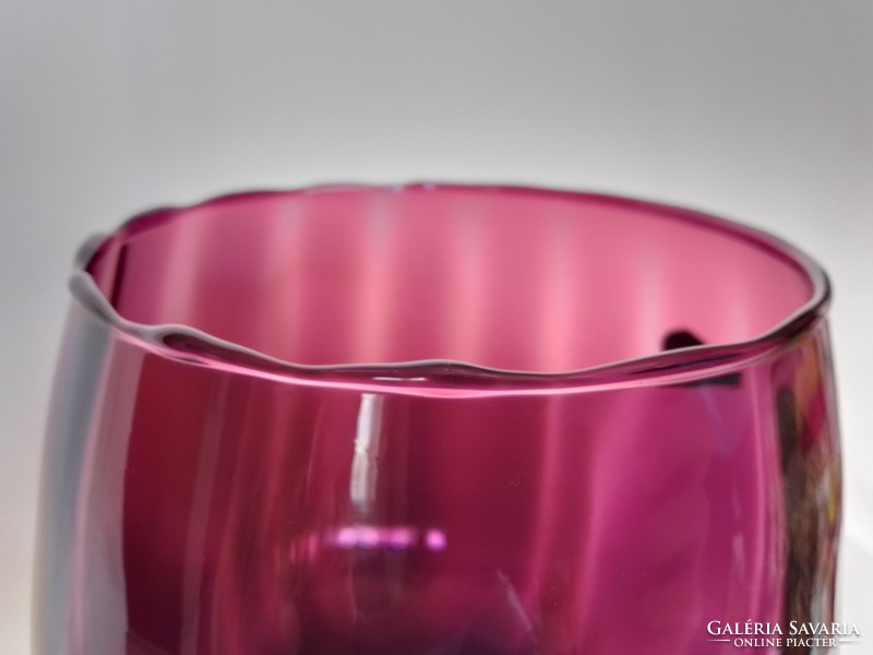Beautiful huge colored purple red blown glass goblet with twisted stem marked with an Italian sticker