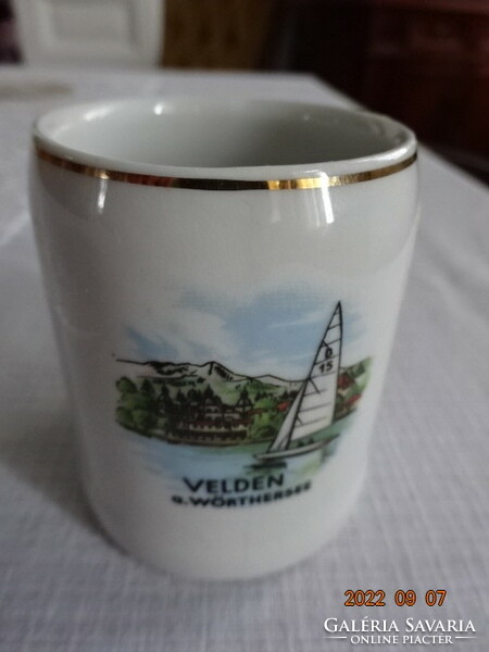 German porcelain Austria, commemorative jar with Velden inscription. He has!