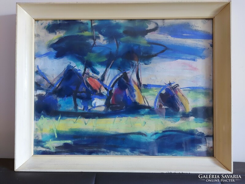 László Félegyházi: farm c. His painting - guaranteed original - 251