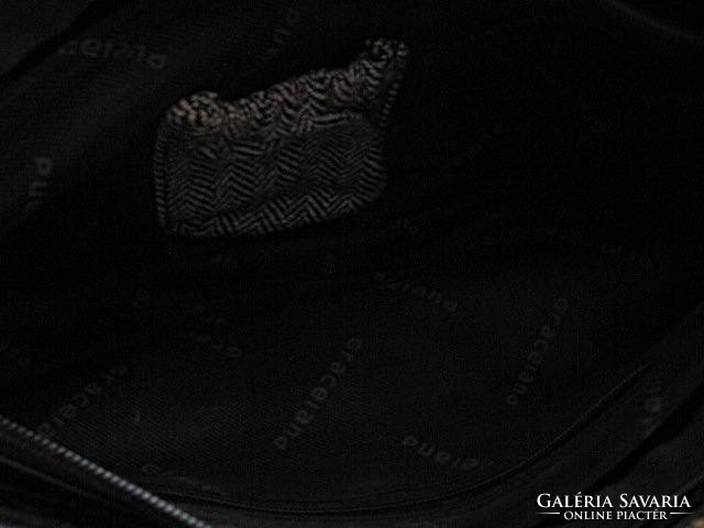 Graceland fekete lakk és halszálkás szövet elagáns kis táska, ridikül