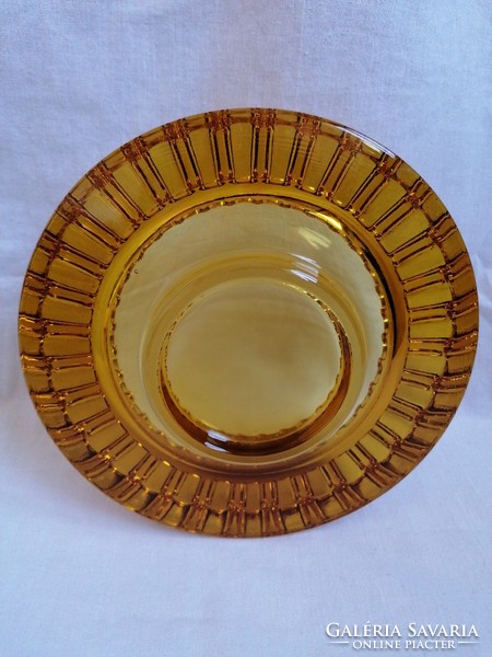 Large amber glass ashtray