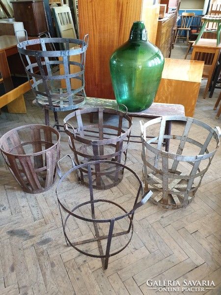 Old iron bottle holder glass basket with handle iron basket vintage decoration winery