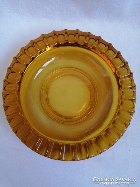 Large amber glass ashtray