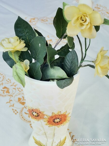 Large flower pattern vase, flower vase, painted ceramic vase, unique ceramic flower stand, vintage gift