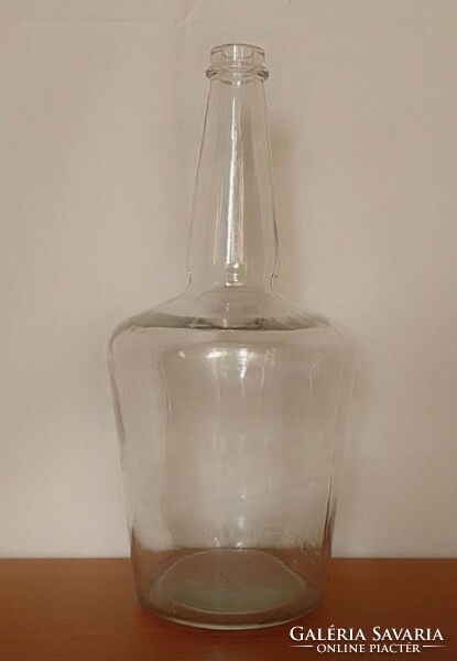 Old retro Kecskemét Sikra state farm glass cognac bottle, marked, 2 liters