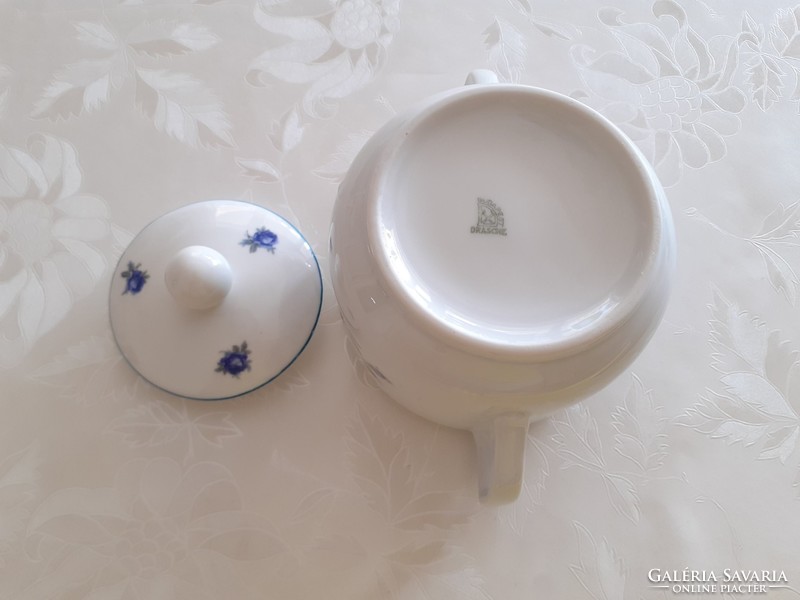 Old drasche porcelain sugar bowl with blue rose tabbed bonbonier