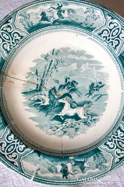 Antik angol, Lindner & Co. fajansz mély tányér
